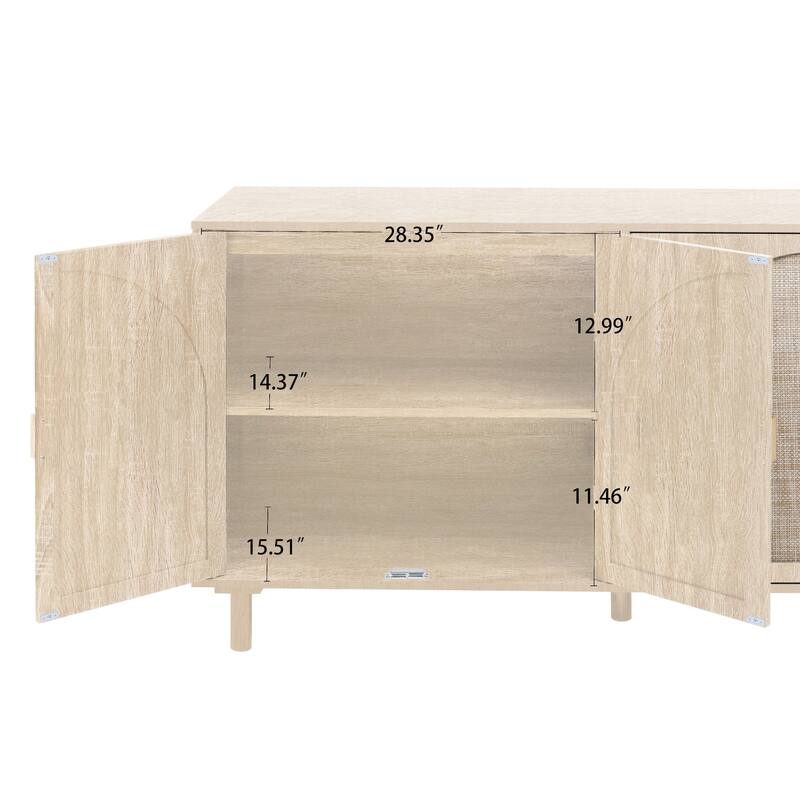 Engineered Rattan Buffet Sideboard Accent Storage Cabinet, Natural