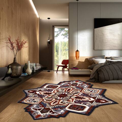 Southwestern Fall Cabin Medallion Shape Rug