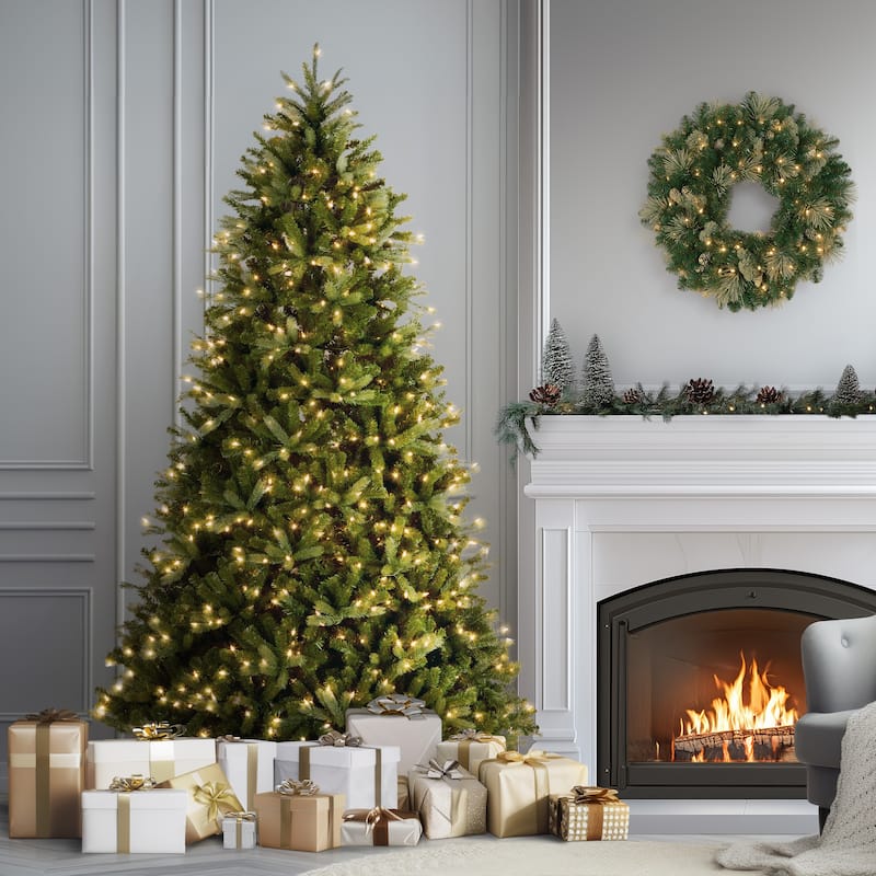 National Tree Company 7.5 ft. Feel-Real Jersey Fraser Fir Medium Hinged Tree with 1000 Clear Lights - 7.5 Foot