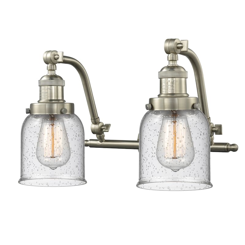 Innovations Lighting Small Bell 2 Light 18" Wide Bathroom Vanity Light - Satin Brushed Nickel / Seedy