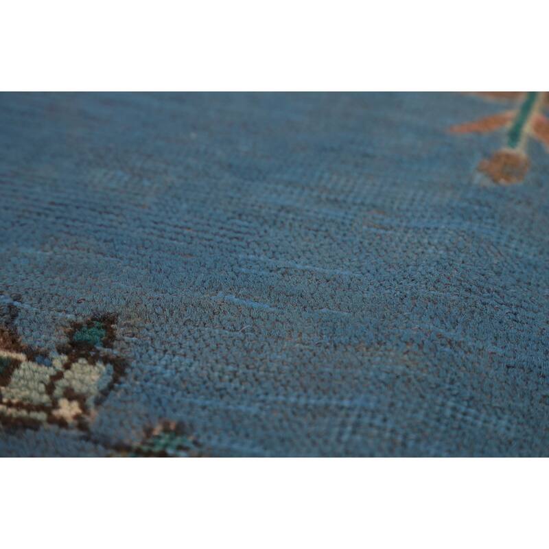Blue Geometric Tabriz Persian Rug Traditional Handmade Wool Carpet - 7'8"x 10'8"