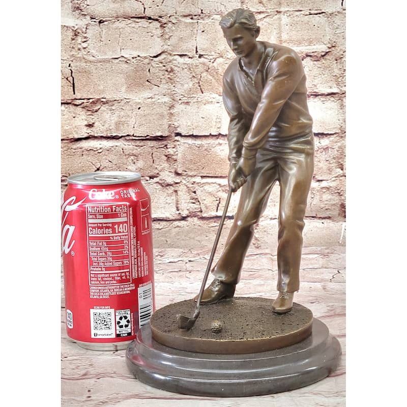 Golfer Playing Golf Bronze Marble Statue Club Trophy Tournament Pga Signed Art