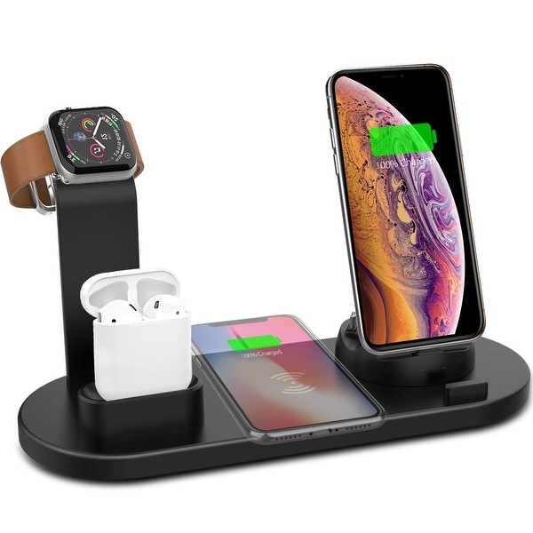 3-in-1 (10W) Wireless Charging Pad - iWatch Charger, EarPod, & Universal SmartPhone - Rotating Dock (USB-C, microUSB, Lightning)