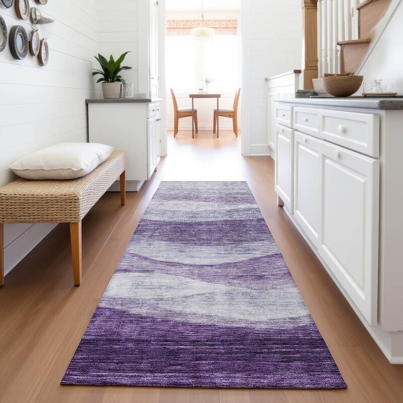 Premium Washable Super Soft Cool Modern Wvave Mayfield Rug - Lavender - 2'3" x 7'6"