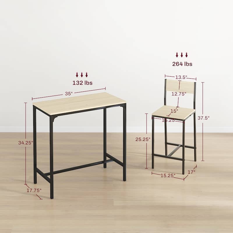 Carbon Loft Padrad Industrial Counter Height 3-piece Dining Set