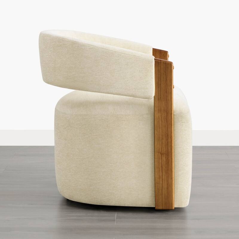 Spruce & Spring Nova Modern Upholstered Dining Chair with Casters & Wood Armrests