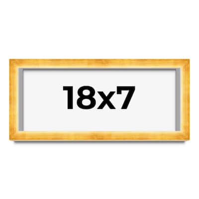 18x7 Shadow Box Frame Gold | 1.625 Inches Deep Real Wood Traditional