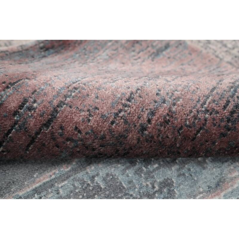 Hand Knotted Oriental Viscose Silk Carpet Modern Pictorial Multi-Colored Abstract Area Rug - 7' 11'' X 5' 3''