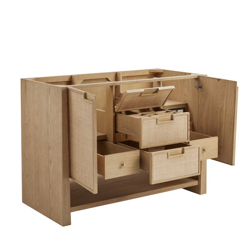 Solene 48" Single Vanity, Seaside Oak, w/FreePower Wireless Charger