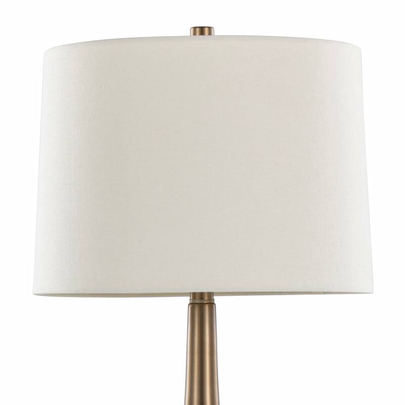 29" Contemporary Metal Table Lamp in Matte Golden Bronze with White Linen Shade from Grandview Gallery, Set of 2