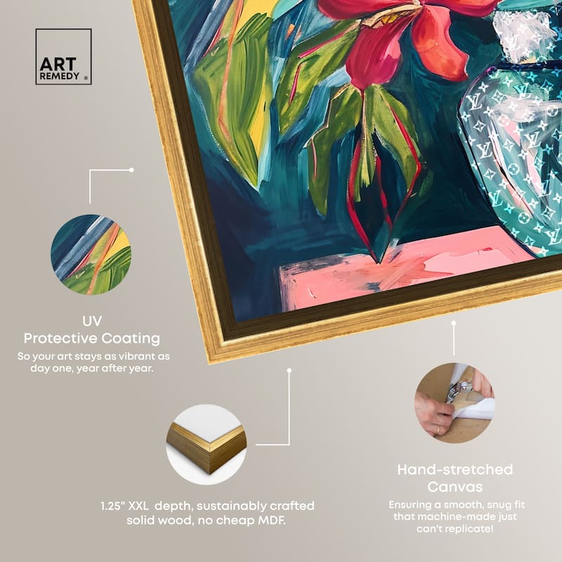 Art Remedy Vase Of Tropical Flowers Framed Flowers In Vase Paintings