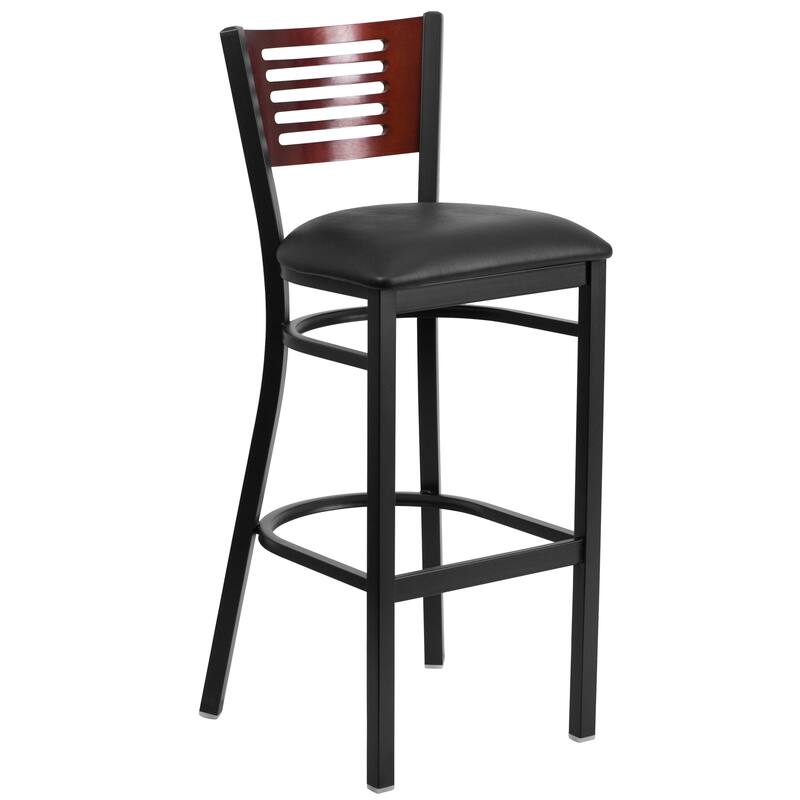 2 Pk. Hercules Series Decorative Slat Back Metal Restaurant Barstool - 19.75"W x 20"D x 43"H - 19.75"W x 20"D x 43"H