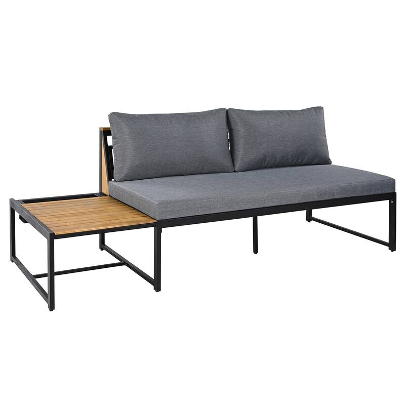 Furniture Set with Loveseats, 4 Pieces Outdoor Sofa Set with Waterproof Cushions, Patio Furniture with Durable Iron-Wood Design