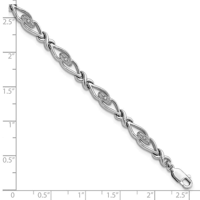 Curata 925 Sterling Silver Polished Lobster Claw Closure Diamond Bracelet