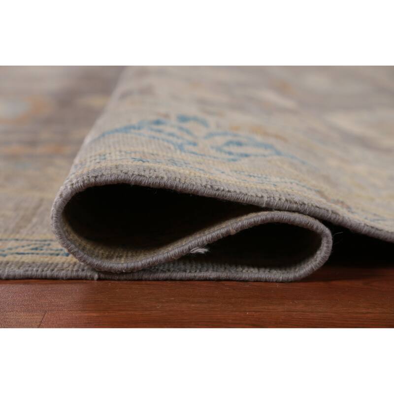 Hand Knotted Oriental 100% Wool Carpet Transitional All-Over Greys & Charcoal Oushak Area Rug - 9' 9'' X 8' 3''