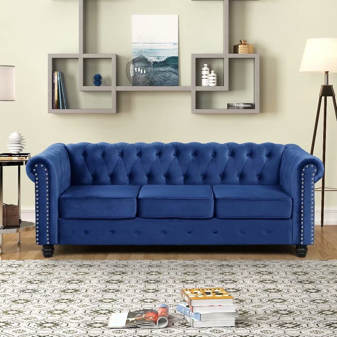 Morden Fort Tufted Velvet Upholstered Chesterfield Sofa - On Sale -  Overstock - 33691078