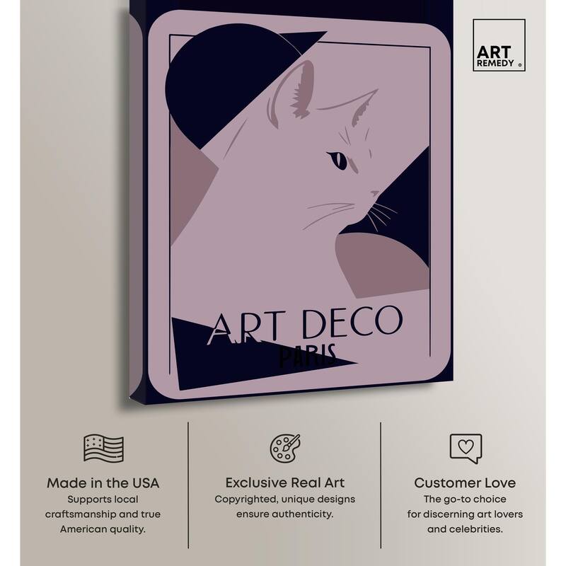 Cat Deco Canvas by Art Remedy, Gallery Wrapped