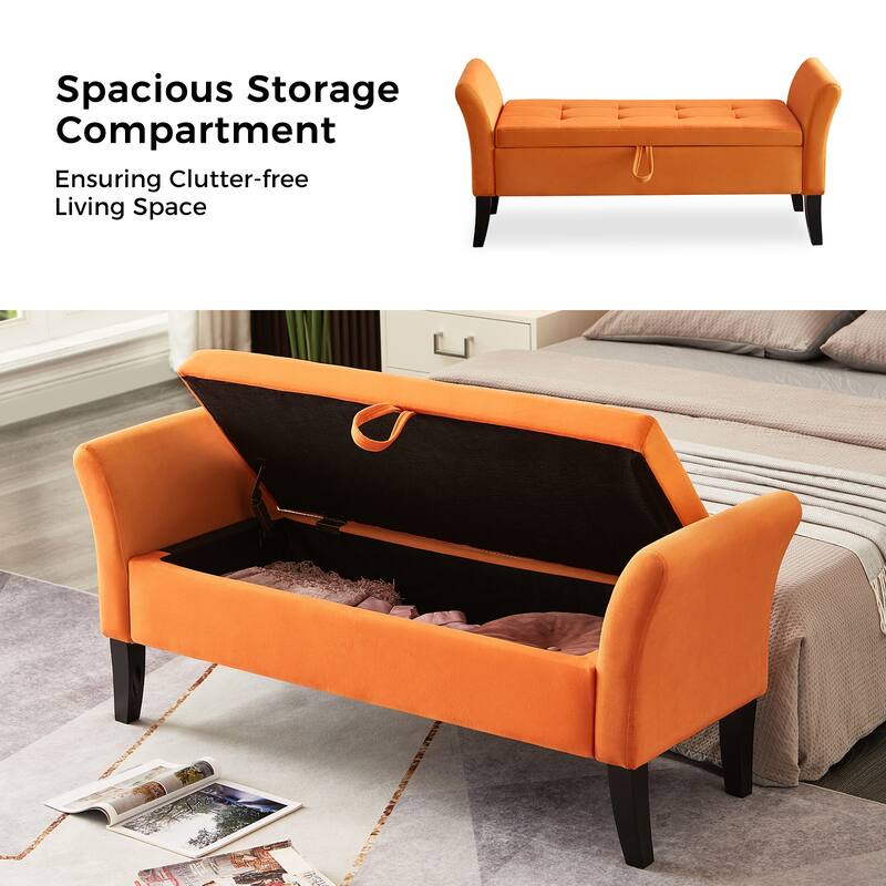 Ramiro Contemporary Velvet Storage Bench by HULALAHOME