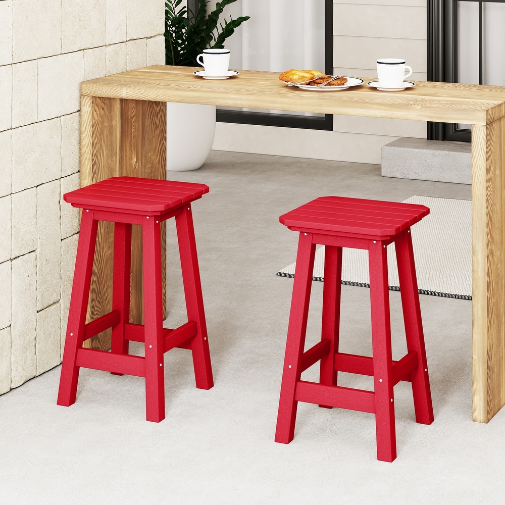 Laguna Hdpe All Weather Outdoor Patio 24" Square Counter Stool (Set Of 2)