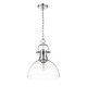 preview thumbnail 2 of 0, Yep by Golden Lighting Duncan 1-light 14in chain hung Pendant in Chrome and Clear Glass