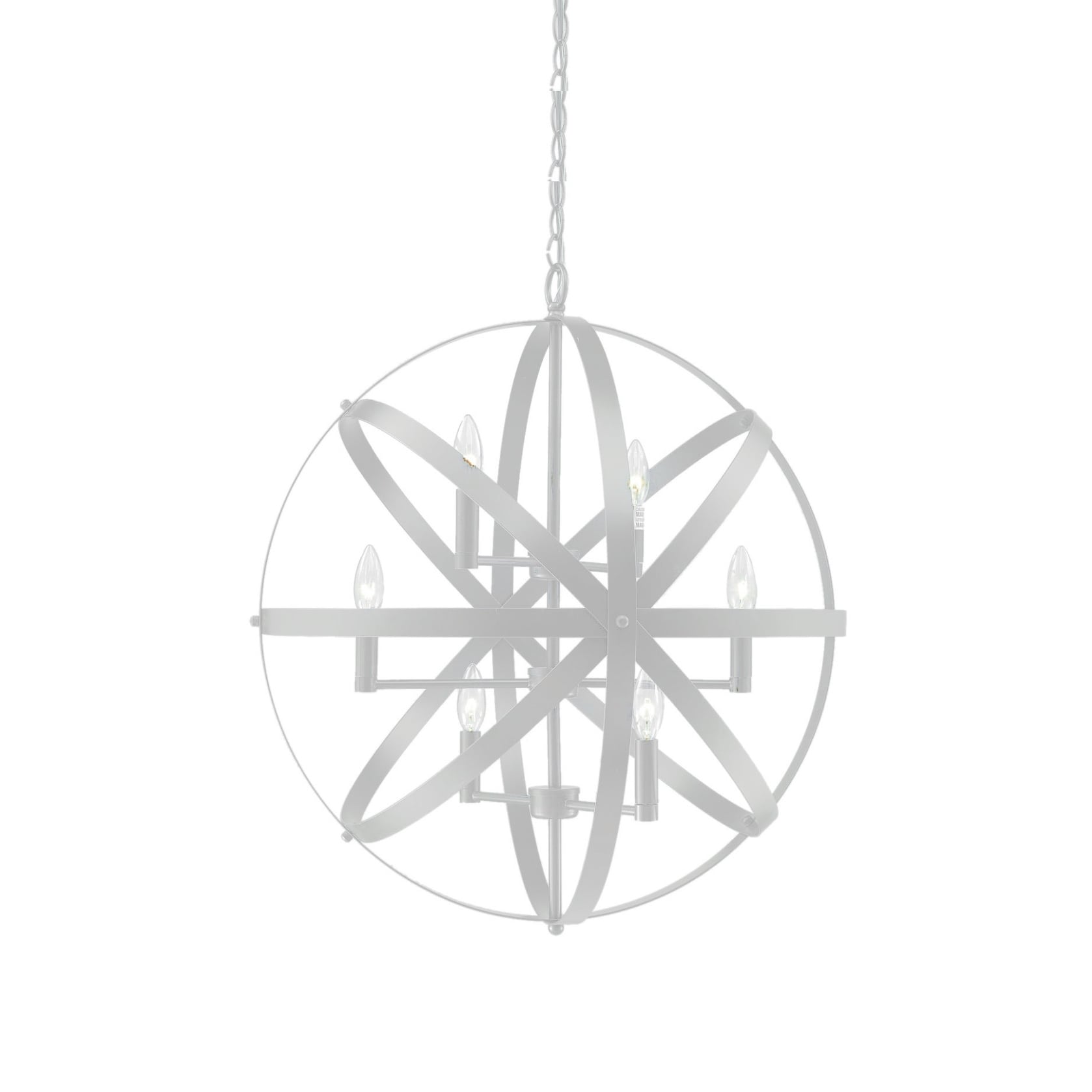 6-Light Chrome Iron Cage Chandelier