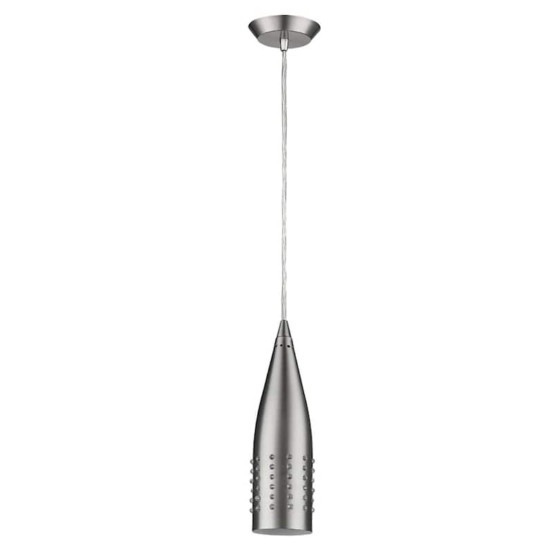 HomeRoots Narrow Silver Hanging Light with Glass Studs - 3' X '10.75' X '3
