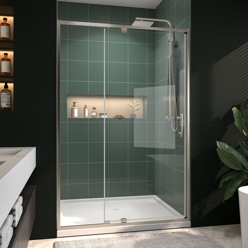Modland 48"x71" Pivot Swing Semi-Frameless Shower Door with 1/4" Tempered Clear Glass