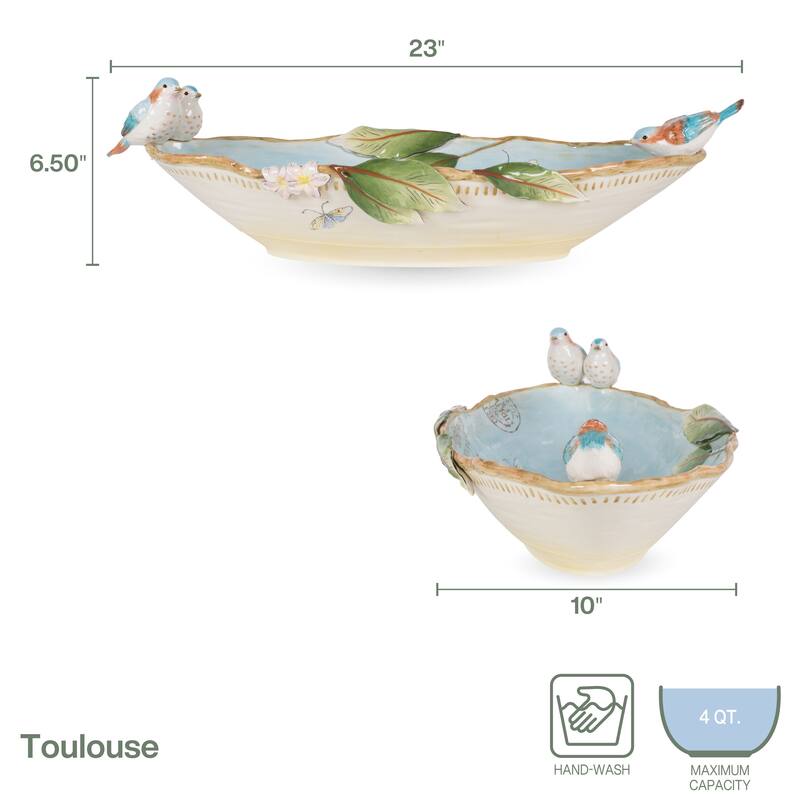 Fitz and Floyd Toulouse Centerpiece Bowl, 4 Quarts