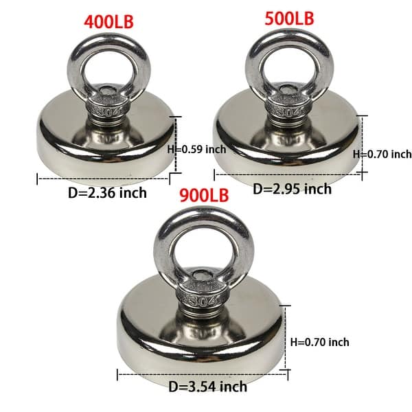 400/500/900LBS Pull Force Neodymium Fishing Magnet Kit with Rope