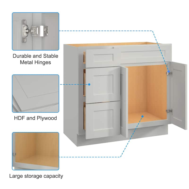 Bathroom Cabinet with Soft-Close Doors & Drawers, Moisture-Proof MDF Construction, Versatile Storage