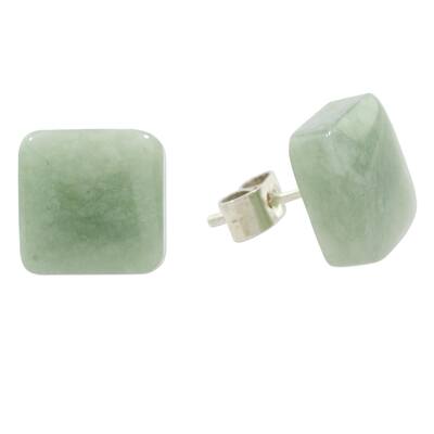 NOVICA Handmade Sterling Silver 'Simply Luxurious' Jade Earrings (Guatemala) - 0.4*0.4