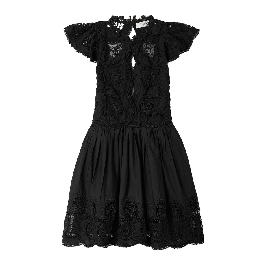 SEA Women's Drea Embroideredy Flutter Sleeve Dress, Black - Bed Bath &  Beyond - 41753758