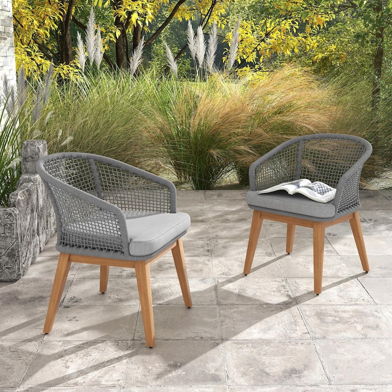2 - Piece Woven Rope Patio Armchair Set with Cushions