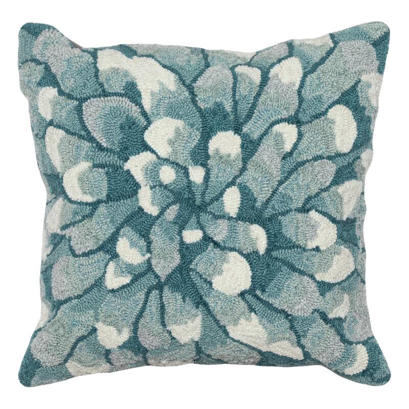 Liora Manne Frontporch Mum Indoor/Outdoor Pillow Aqua 18" Square