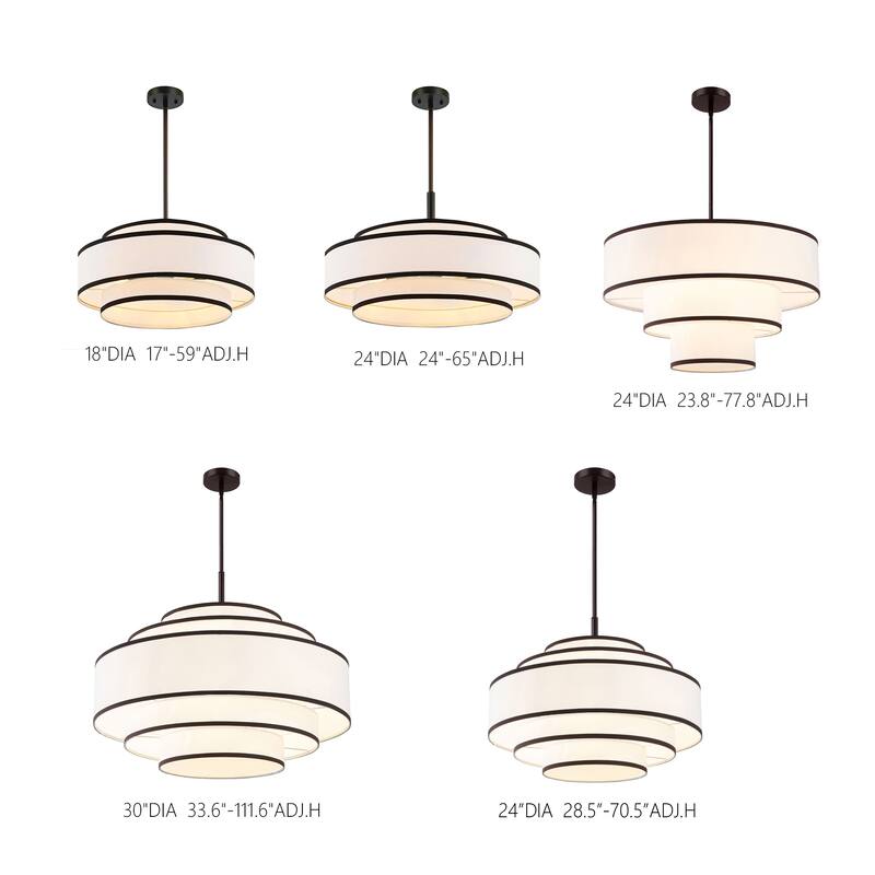 24" 5-Light Dimmable Tiered Drum Chandelier
