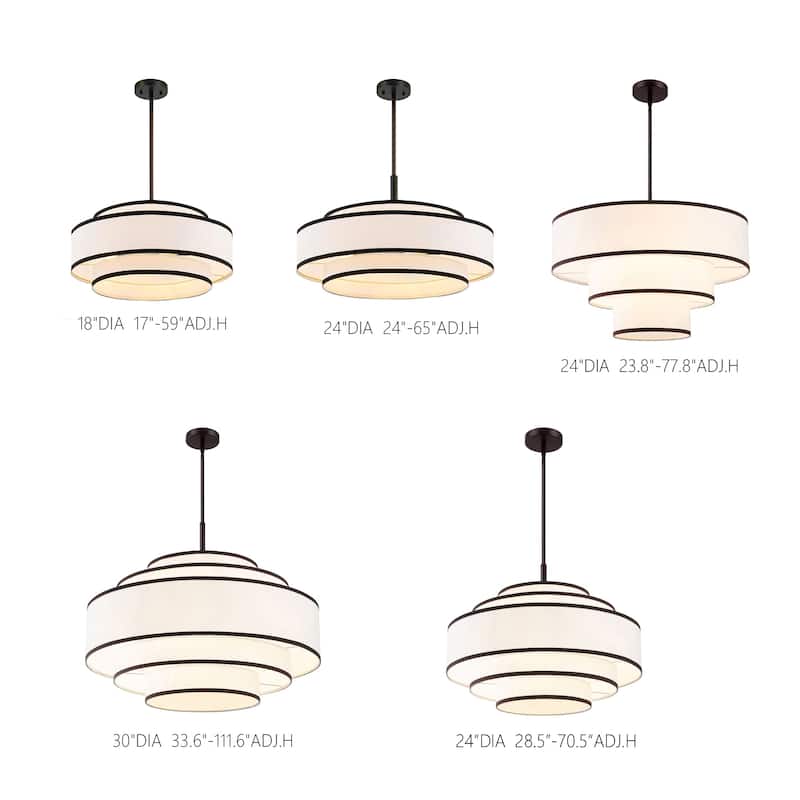GetLedel 5-Light Double Shaded Dimmable Drum Chandelier