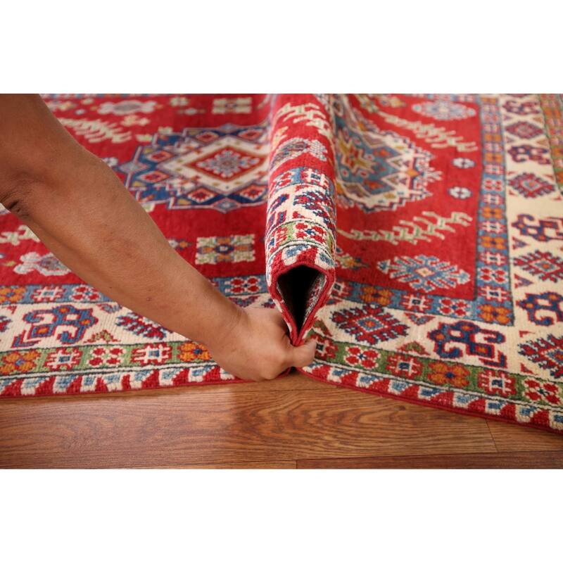 Red Kazak Oriental Accent Rug Handmade Wool Carpet - 3'2" x 5'6"