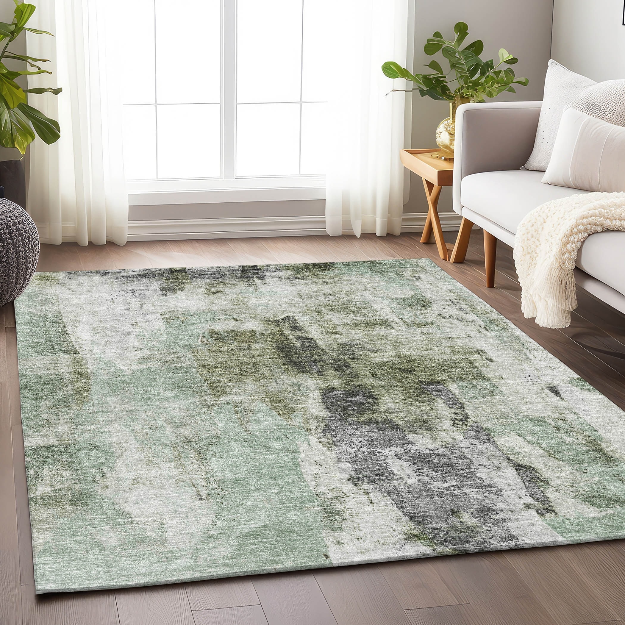 Machine Washable Indoor/ Outdoor Contemporary Chantille Rug