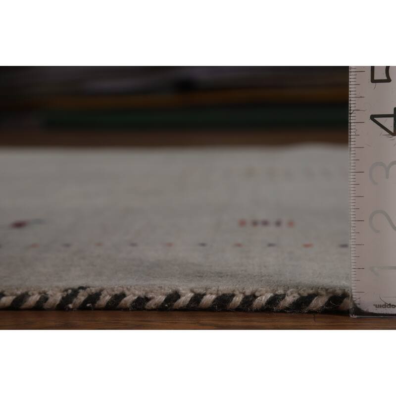 Hand Knotted Oriental 100% Wool Carpet Tribal Animal Pictorial Greys & Charcoal Gabbeh Area Rug - 7' 9'' X 5' 9''