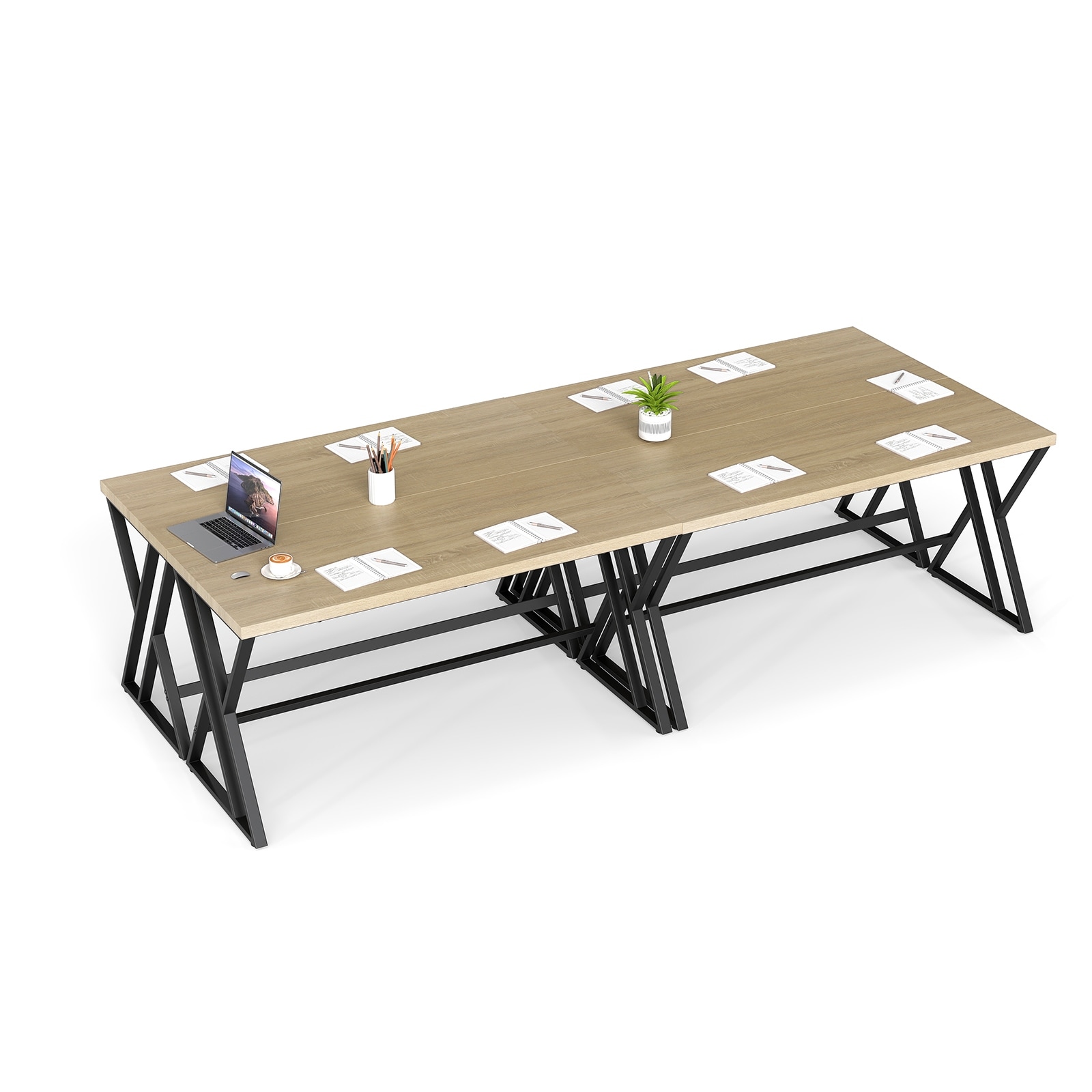 Gymax 4PCS 59'' Computer Desk Large Industrial Home Office Desk