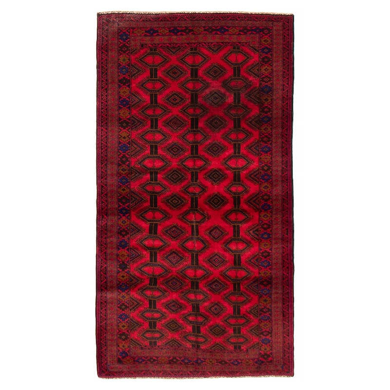 Teimani Red Rug 3'7" x 6'9" - 3'7 x 6'9 - Red - 3'7 x 6'9