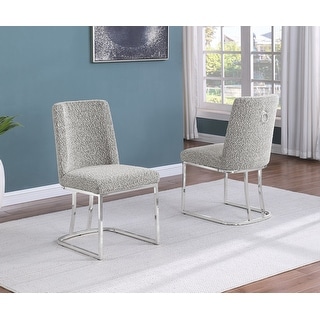 Best Quality Furniture Boucle 2pc Chairs Chrome Legs