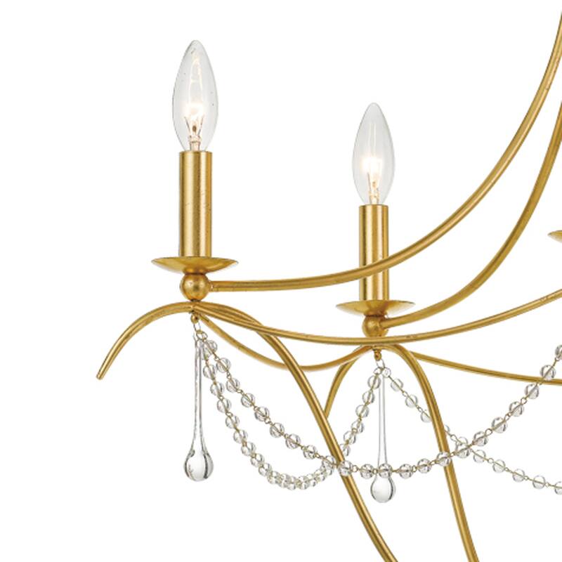 Metro 5 Light Antique Gold Chandelier Bottom Crystal Ball - 27.5'' W x 33.5'' H