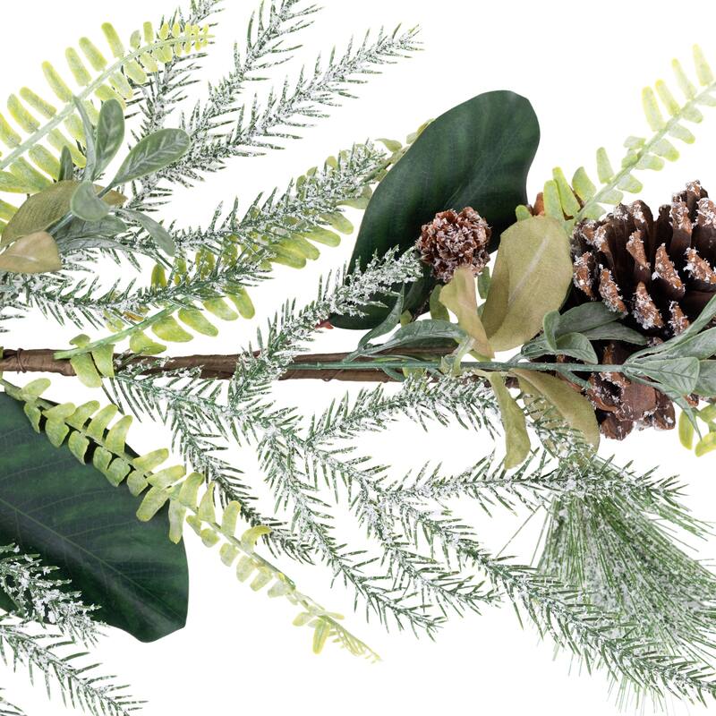 Lightly Flocked Mixed Pine and Magnolia Artificial Christmas Garland - 5.75' x 8" - Unlit