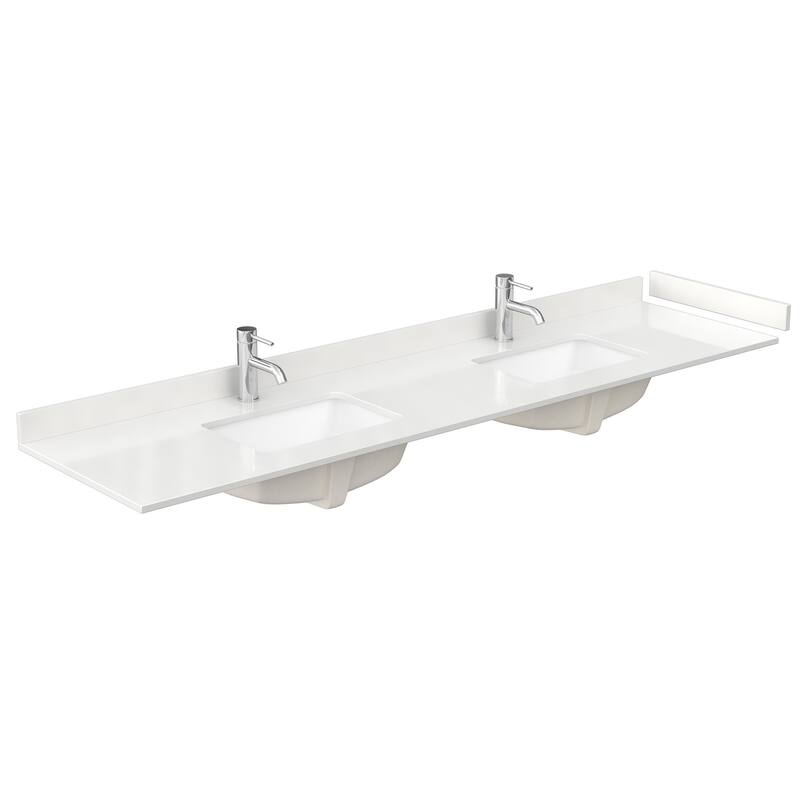 Sheffield 84-inch Double Vanity, Single Hole Quartz Top, Med Cabinets