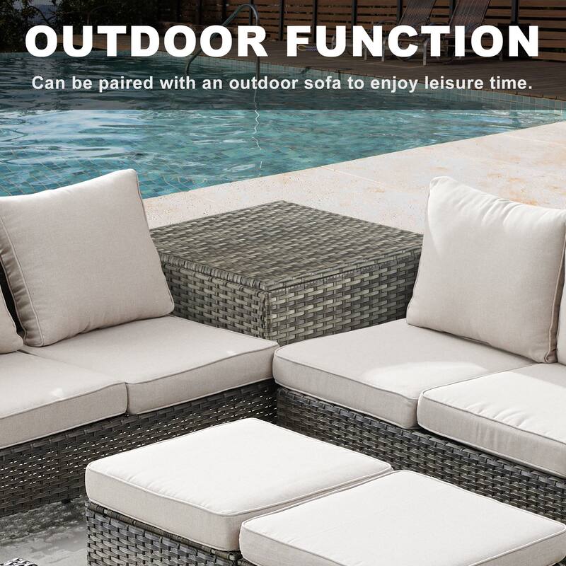 Fire Pit Table with Outdoor Patio Chair Sofa Table - Blue cushion - Grey
