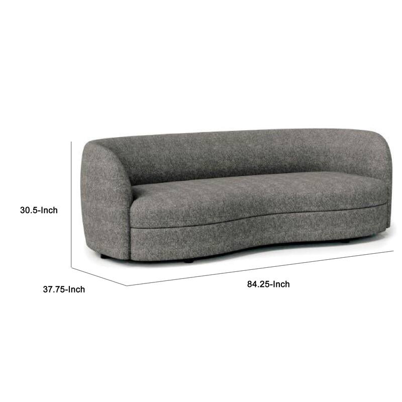 Srey Sofa, 84 Inch, Charcoal Gray Boucle, Smooth Curved Kidney Shape