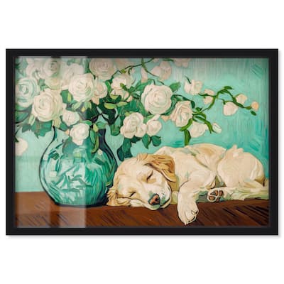 Rose Vase Puppy Shadowbox by Art Remedy