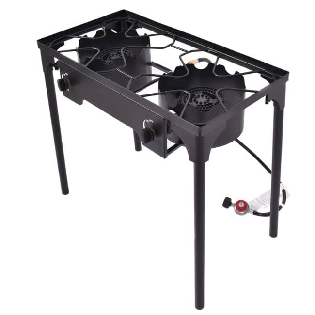 High-Performance 150,000 BTU Double Burner Outdoor Stove for BBQ and Grill - 31" x 16" x 28.5"