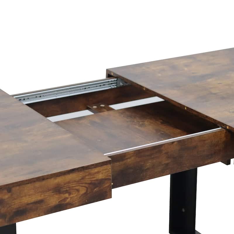 Large Expandable Dining Table, Wooden Kitchen Expanding Table for 6 8 10, Rectangular Conference Table